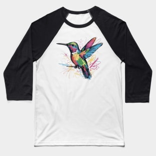 Hummingbird colorful painting design Baseball T-Shirt